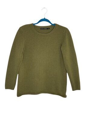 Gudrun Sjoden Wool Crewneck Sweater Knit Top Womens Olive Green S